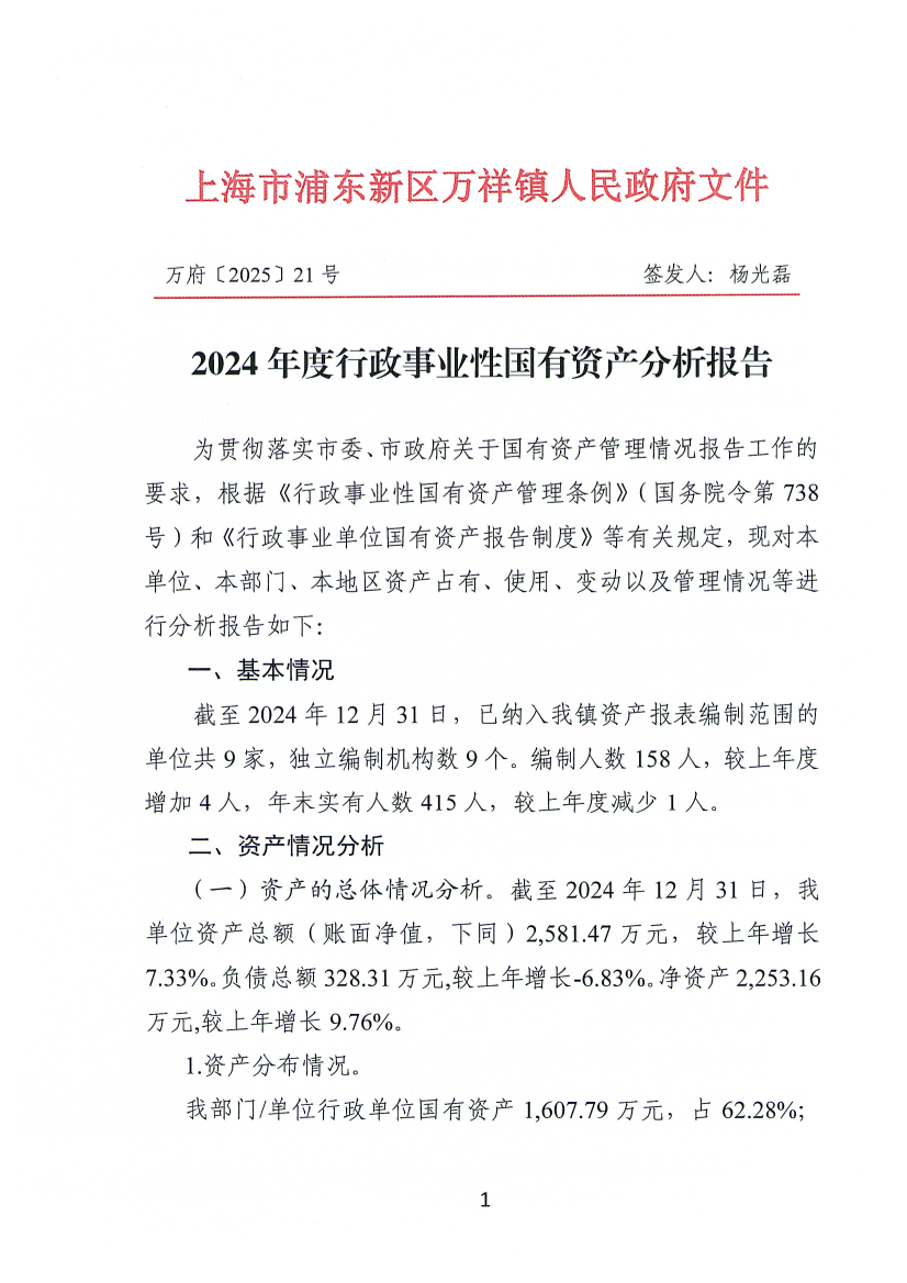 2024年度行政事业性国有资产分析报告