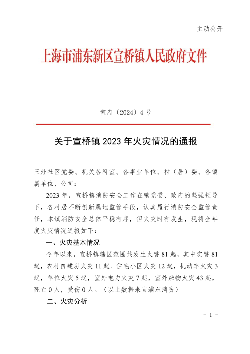 关于宣桥镇2023年火灾情况的通报